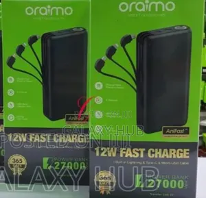 Oraimo Traveler 27000mah Power Bank With Built in Cables