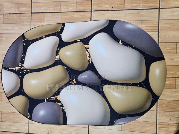 Oval Bathroom Mats Available in Stone Marble Design
