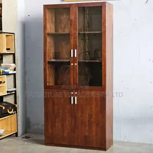 Office Cabinet: 2-Door Secureview Mahogany Storage Unit