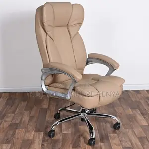 Office Chair: Swivel Executive Brown Leather Office Chair
