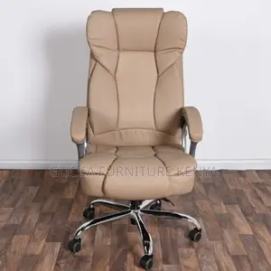 Office Chair: Swivel Executive Brown Leather Office Chair