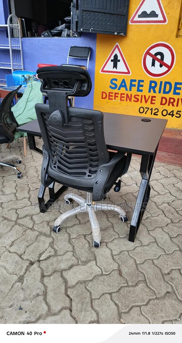 Metallic Office/ Home Computer Study Desk + Headrest Chair - thumbnail 3