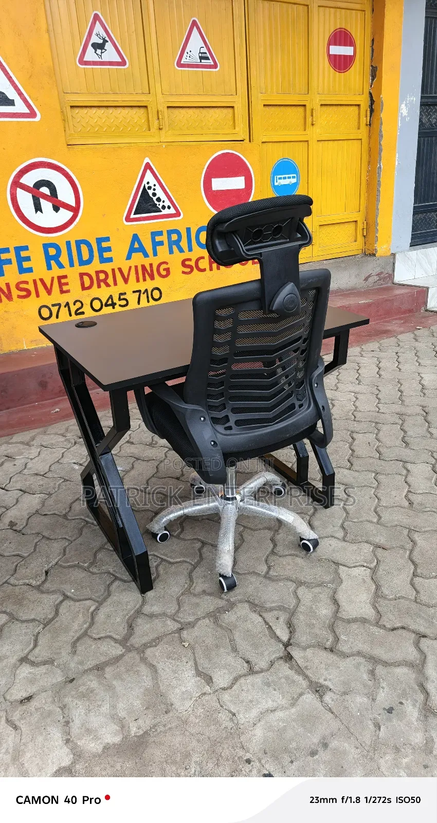 Metallic Office/ Home Computer Study Desk + Headrest Chair