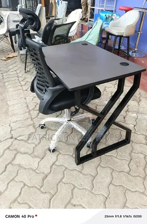 Metallic Office/ Home Computer Study Desk + Headrest Chair