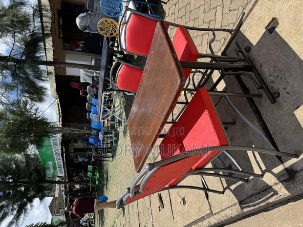 Restaurant And Bar Red Chairs And Brown 4by2 Table - main view