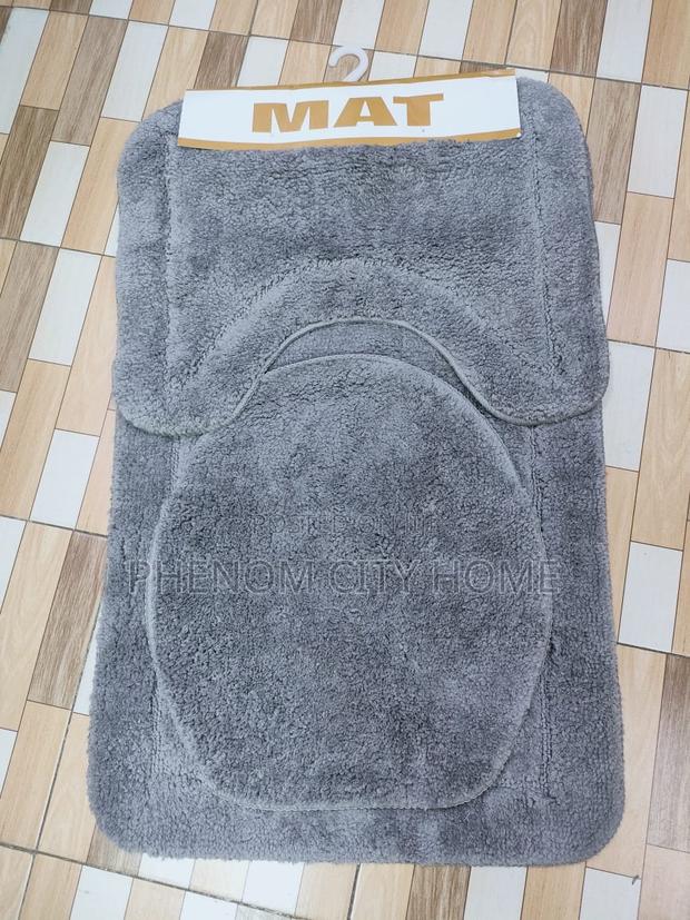 Fluffy Grey 3 Set Toilet Mats