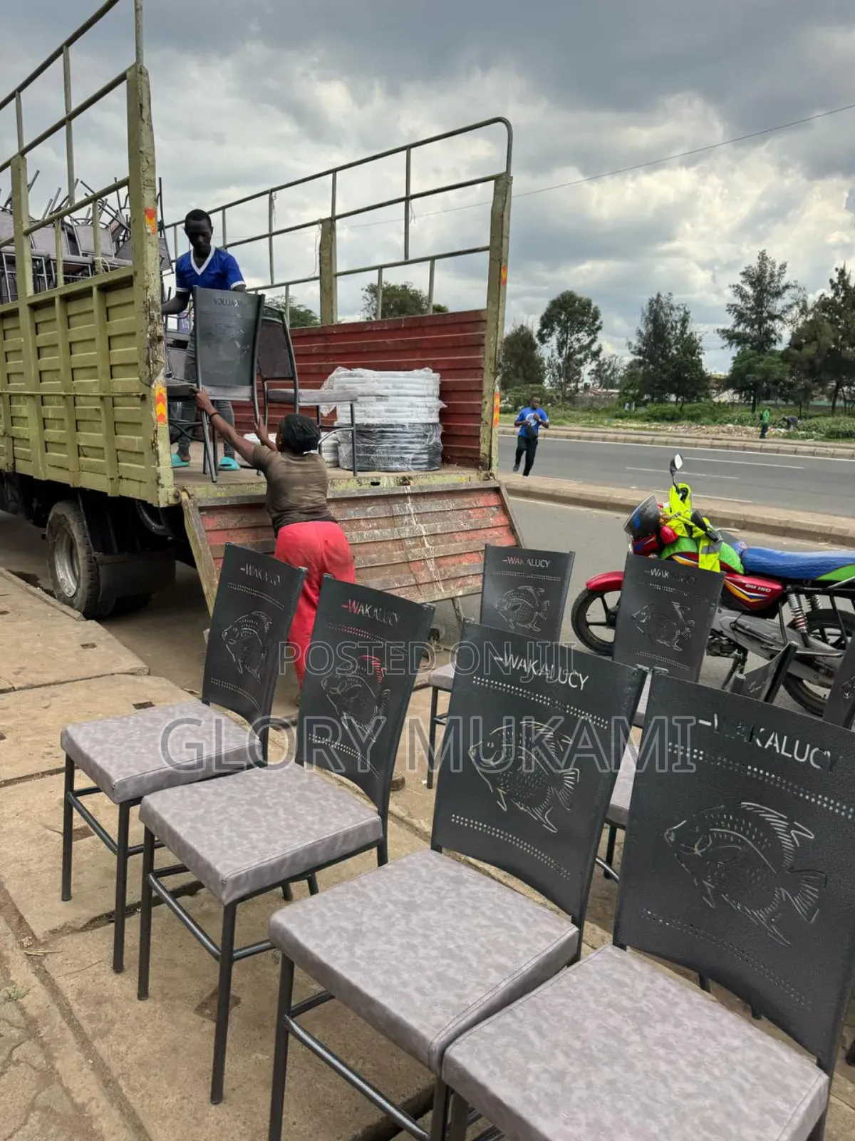 Grey Silver Coated Low Mabati Restaurants Chairs