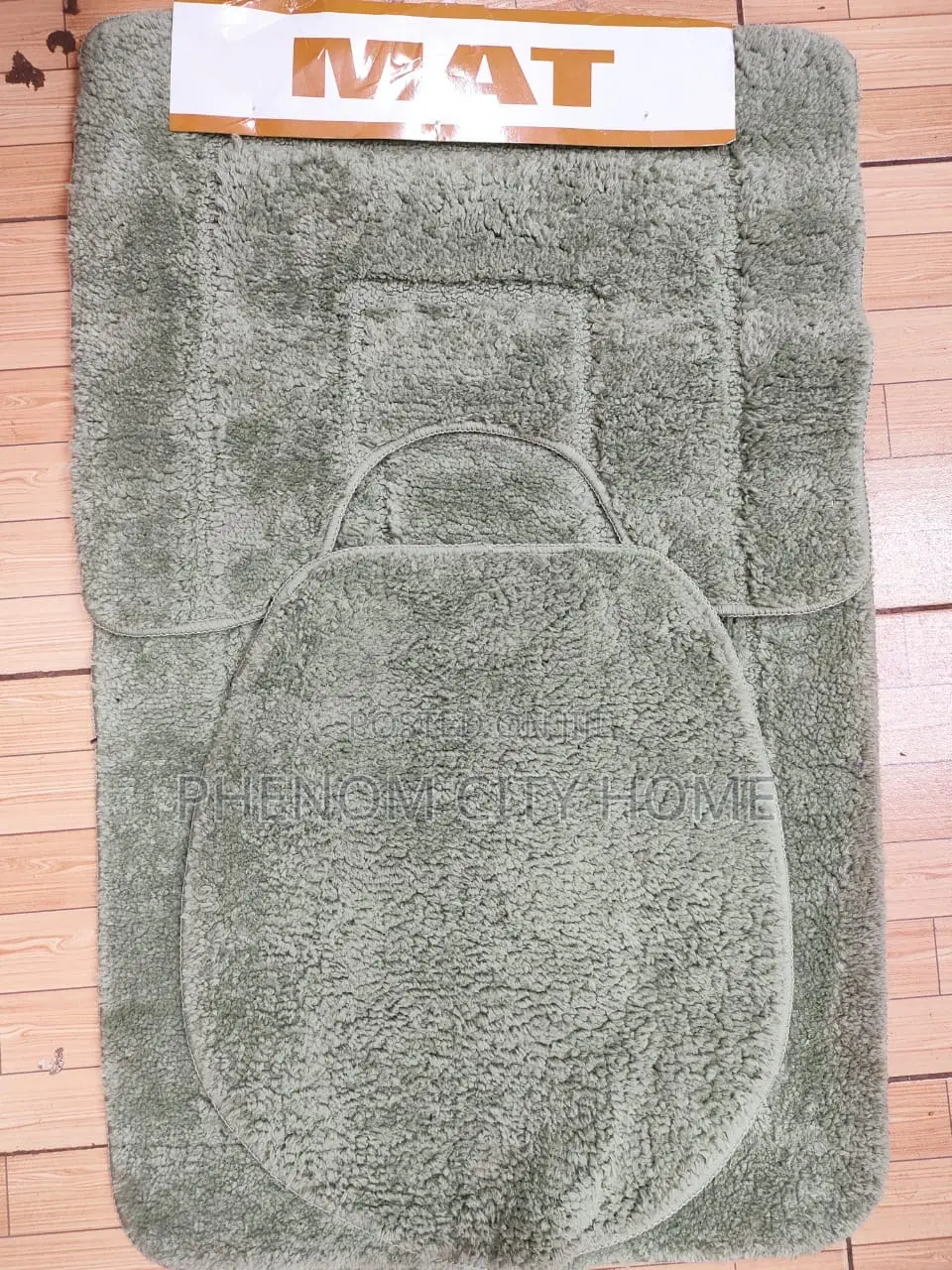Beige Soft Fluffy Toilet Mats 3 Set Available