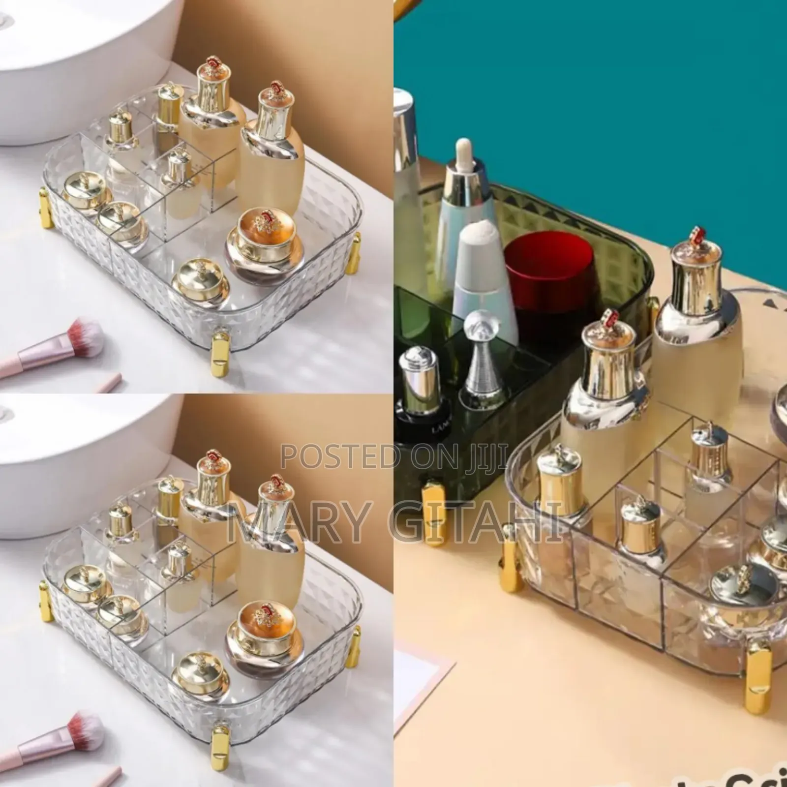 Large Capacity Multi Grids Transparent Cosmetics Organizer*