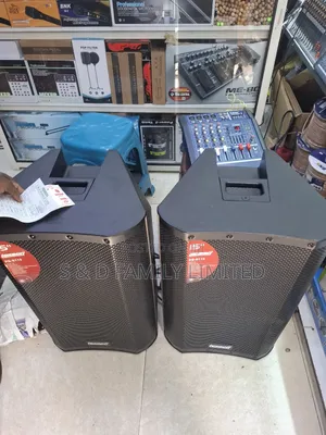 Two Plastic Speakers Plus 4 Channels Mixer