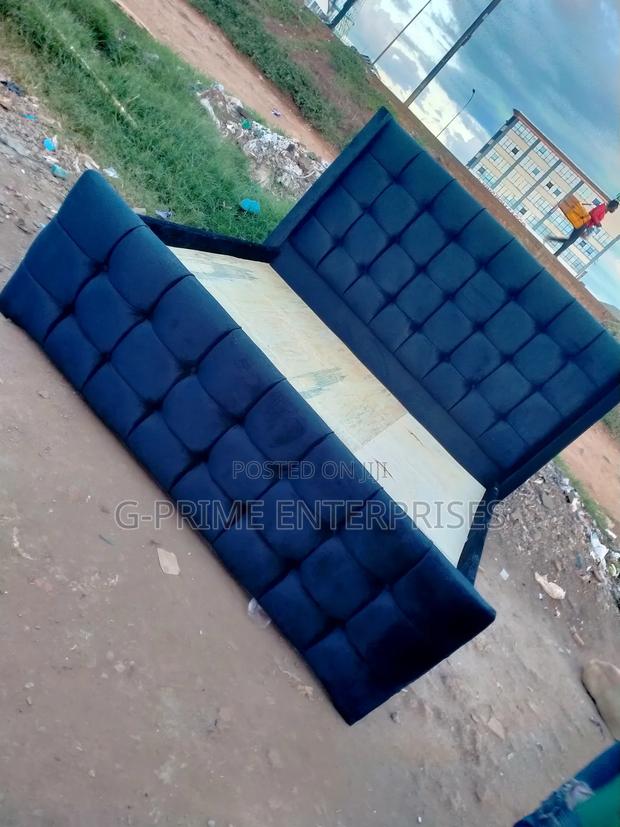 Black Tufted Modern Bed - main view