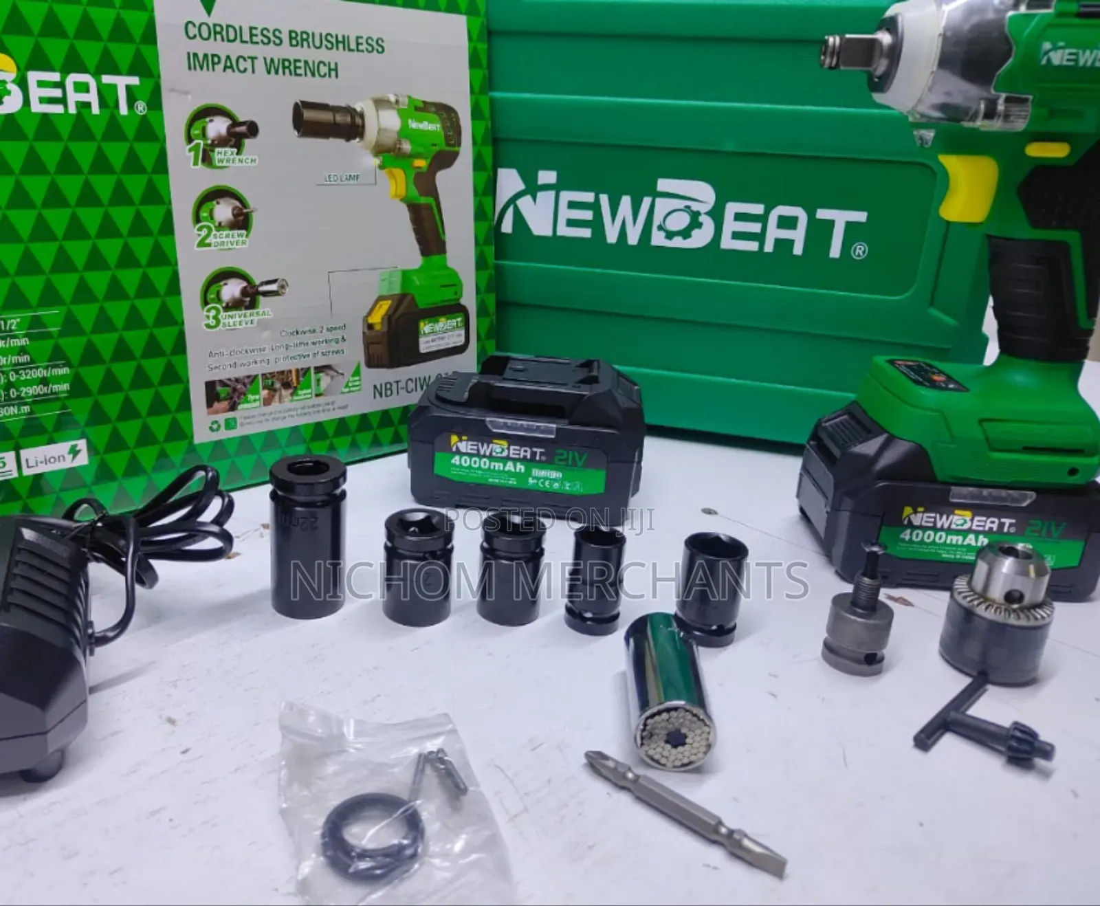 Newbeat 21v Brushless Cordless Impact Wrench With 2 Battery