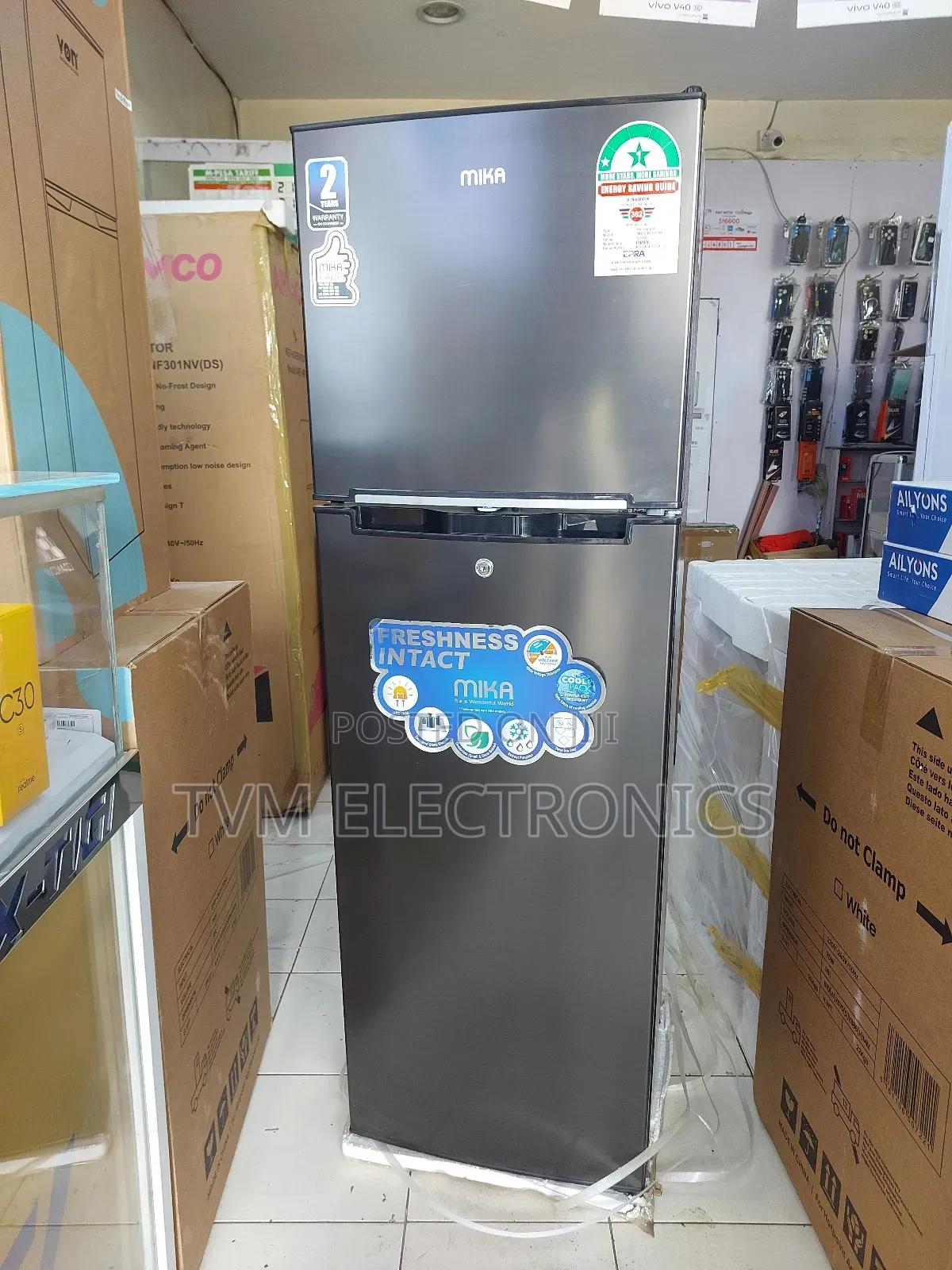 Mika 168l Direct Cool Double Door Fridge Dark Matt Stainless