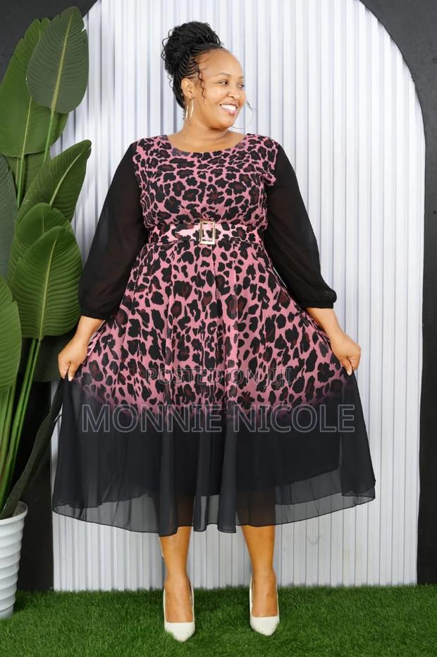 Purplish Animal Print Elegant Dress - main view