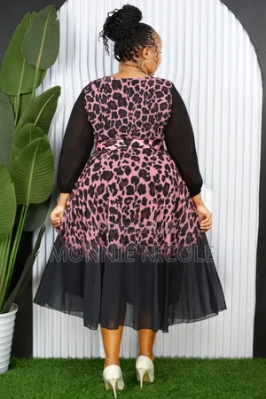 Purplish Animal Print Elegant Dress
