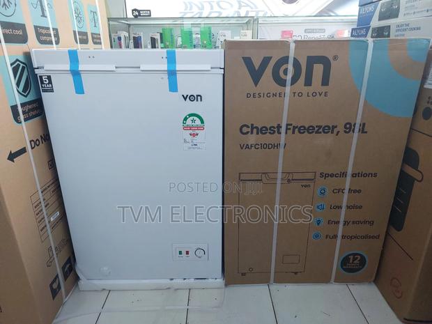 Von Vafc10dhw Chest Freezer, 98l - White