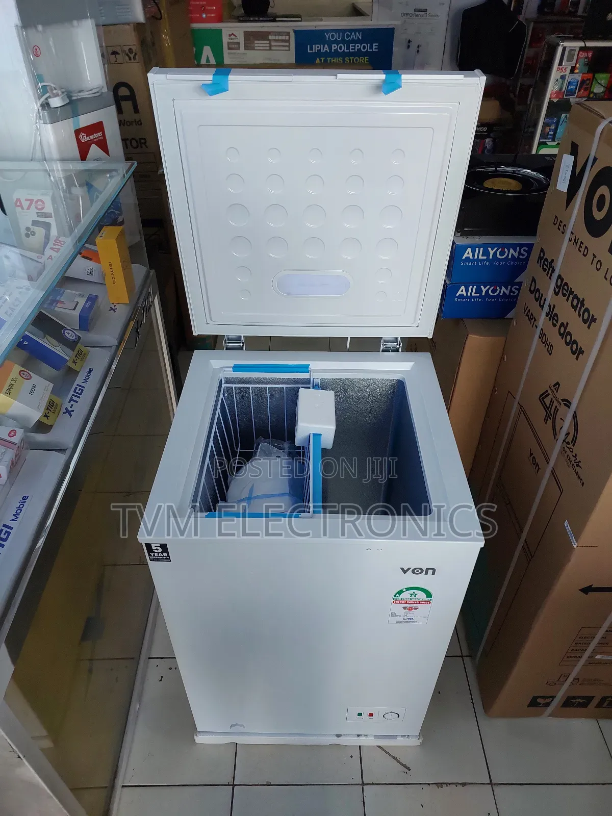 Von Vafc10dhw Chest Freezer, 98l - White
