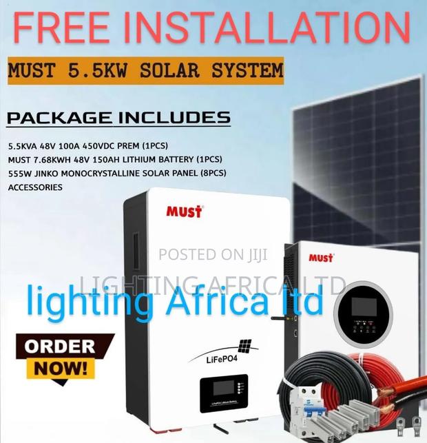 5.5kva Inverter + 7.86kwh(150ah)Lithium Battery Off-Grid Kit - main view