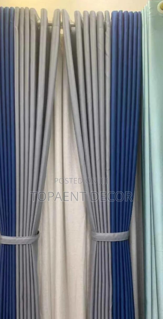 Nevy Blue and Grey Window and Door Executive Curtains - main view