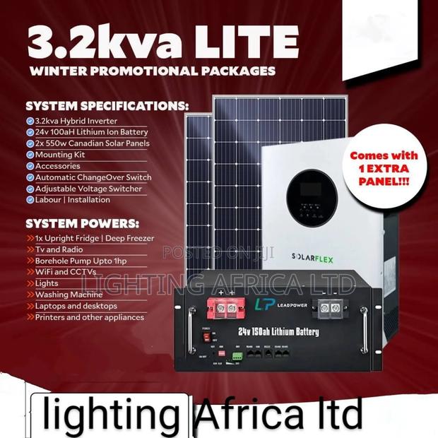 3.2kva Inverter + 2.56kwh Lithium + (4) 550w Solar System