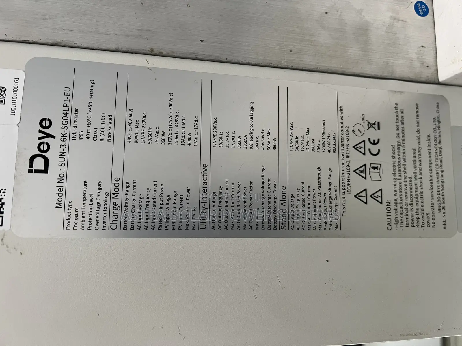 Deye 3.6kva 48v Hybrid Inverter