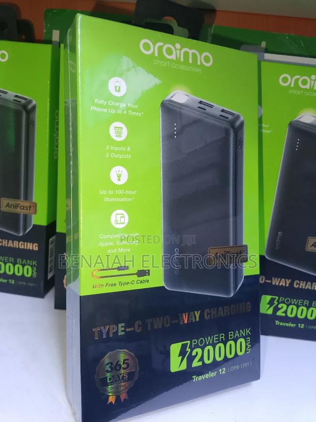 20000 Mah Original Oraimo Powerbank.2 Inputs, 3 Outputs