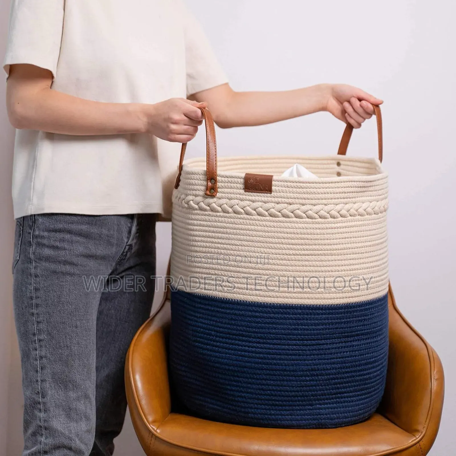 Cotton Rope Basket 
Height : 38cm
Diameter: 40cm