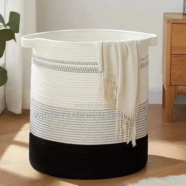 Cotton Rope Basket.
 Height : 45cm
Diameter: 40cm - thumbnail 2