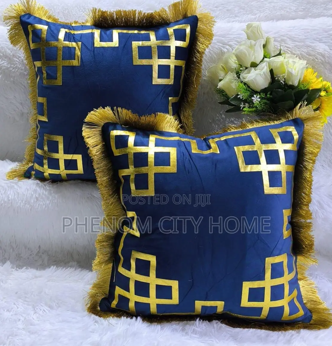 Firm Gold Printed Embroidery Cushion Throw