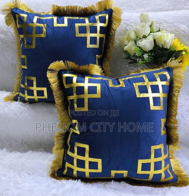 Firm Gold Printed Embroidery Cushion Throw - thumbnail 2