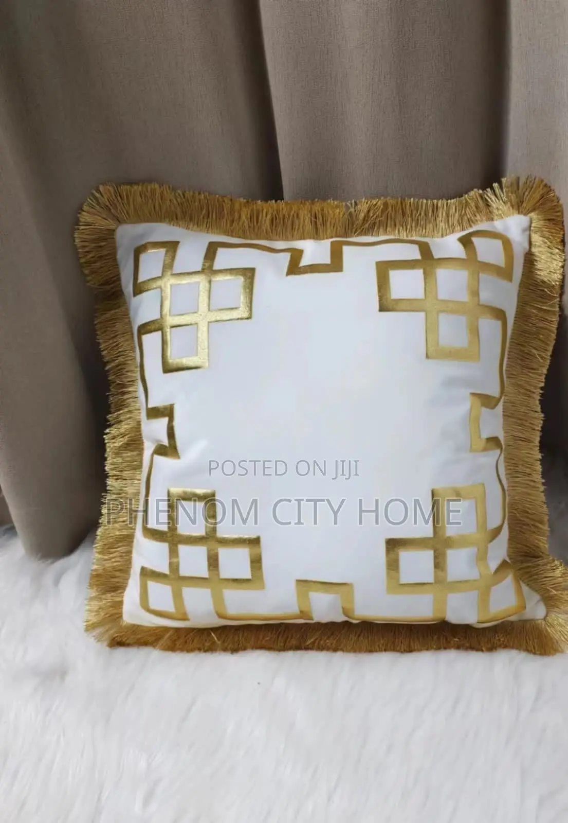 White Gold Printed Embroidery Cushion Covers