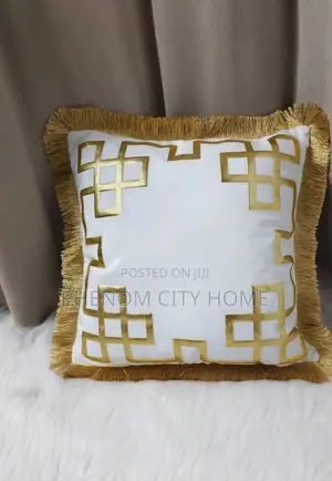 White Gold Printed Embroidery Cushion Covers