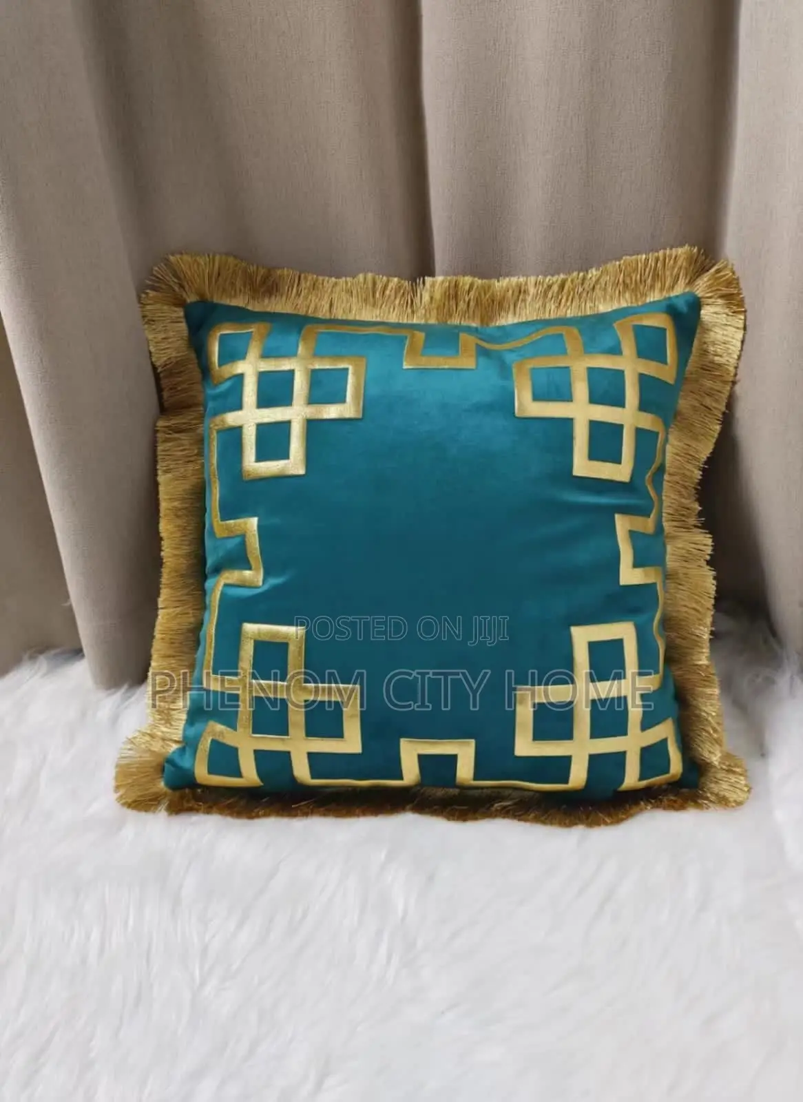 Green Gold Pattern Embroidery Cushion Covers