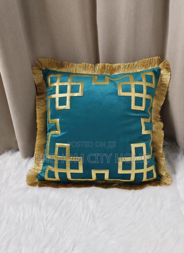 Green Gold Pattern Embroidery Cushion Covers - main view