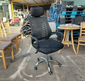 Office Chair: Solid Mesh Back Office Simple Headrest Chair