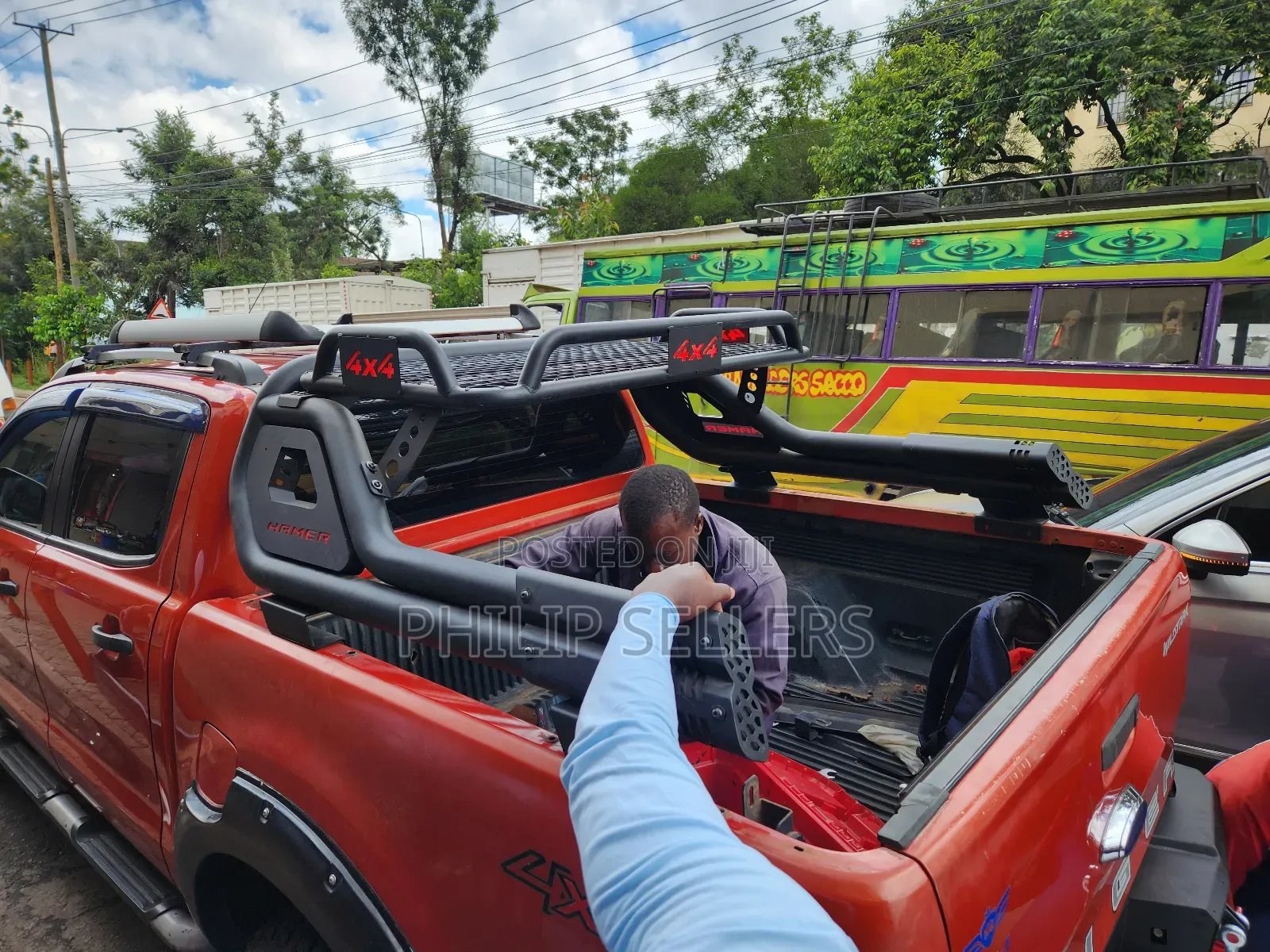 Black Stealth Rollbar With Luggage Basket for Ford Ranger