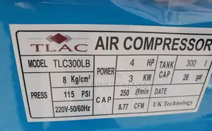 Compressor 300litres Tlac Brand, 4hp ,3kw.