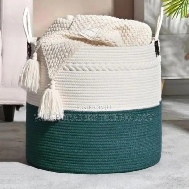 Cotton Rope Basket 
Height : 46cm
Diameter: 38cm - thumbnail 2