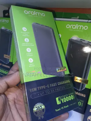 10000 Mah Top Quality Oraimo Powerbank, Free Type C Cable