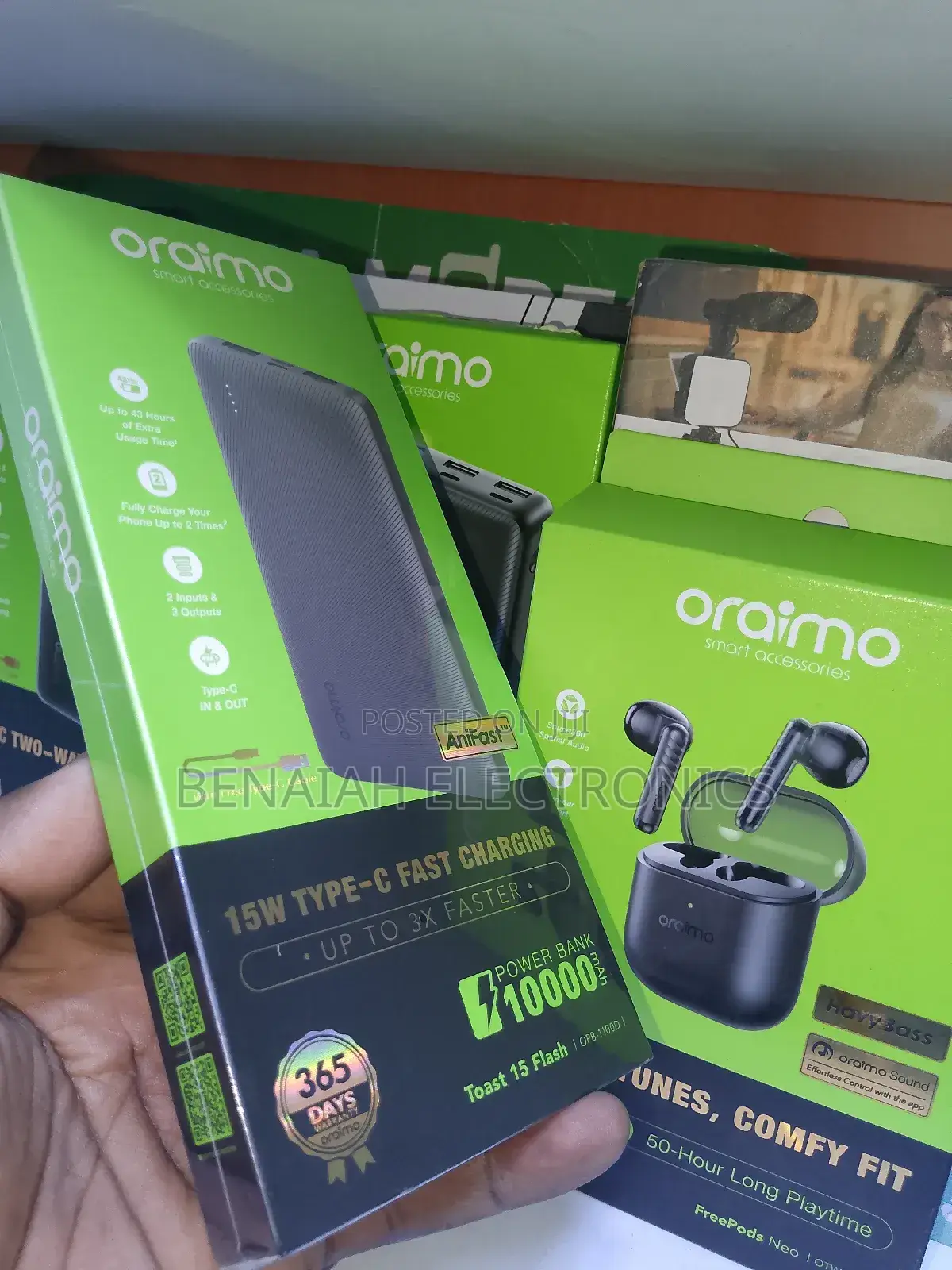 10000 Mah Oraimo Powerbank With Free Type C Cable 1499