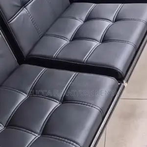 Sofas: 5-Seater Black Pleather Sectional Sofa Set