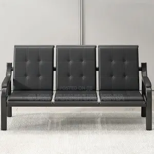 Sofas: 5-Seater Black Pleather Sectional Sofa Set