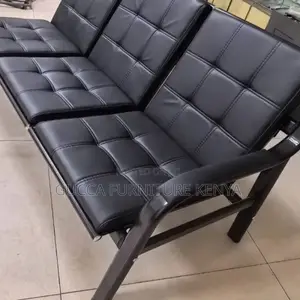 Sofas: 5-Seater Black Pleather Sectional Sofa Set