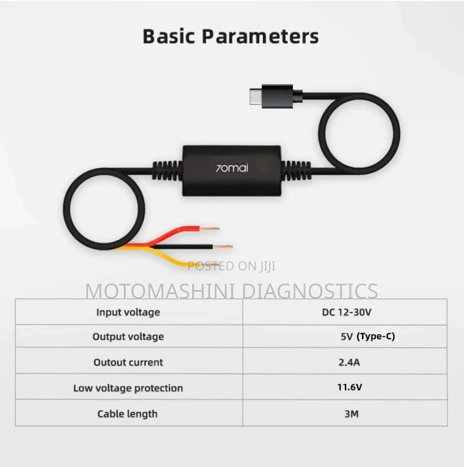 70mai Vehicle Dashcam Hardwire Kit Up03 Type-C