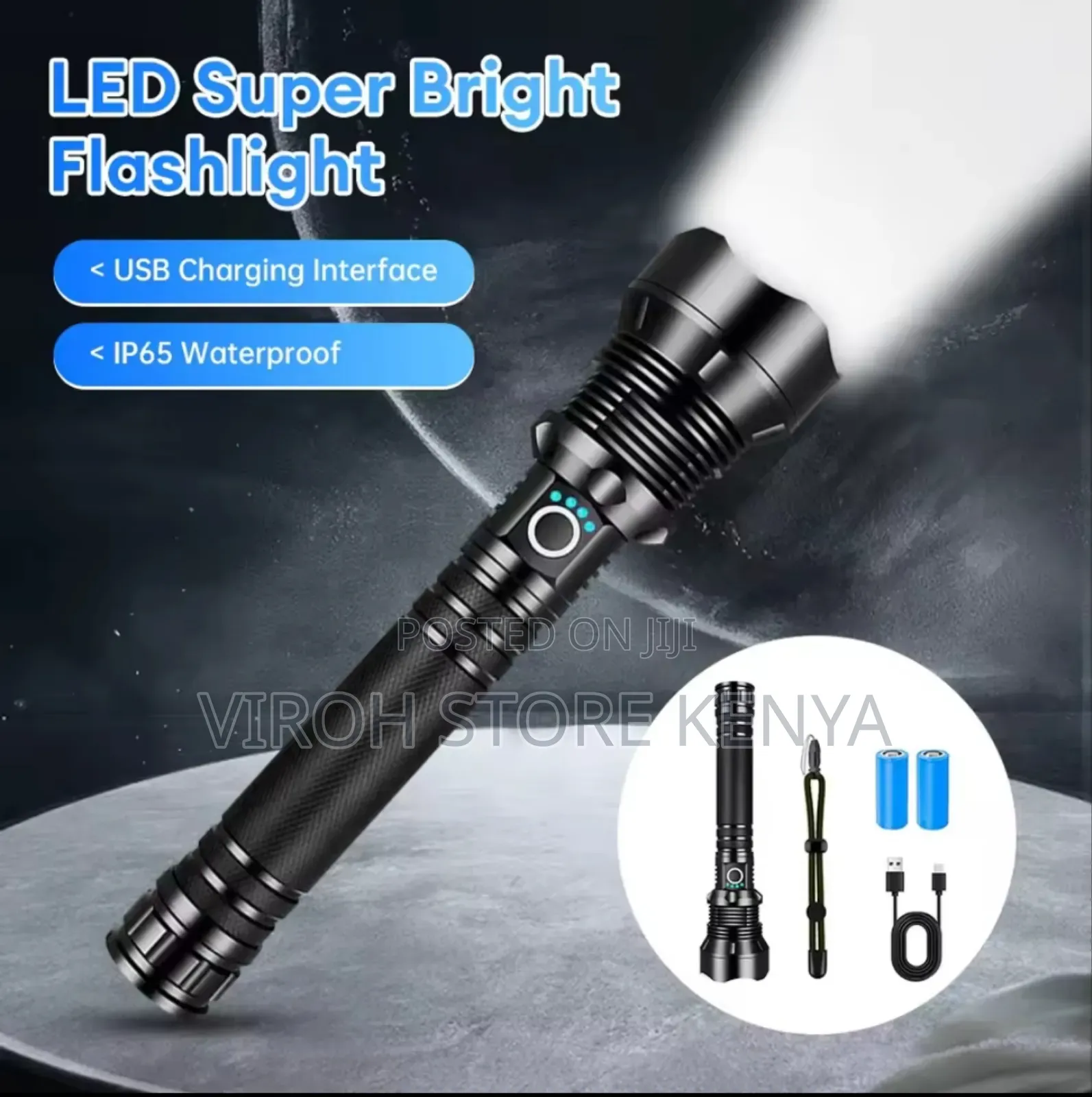 P70 Aluminium Alloy Flashlight Torch With P90 Bulb 2 Battery
