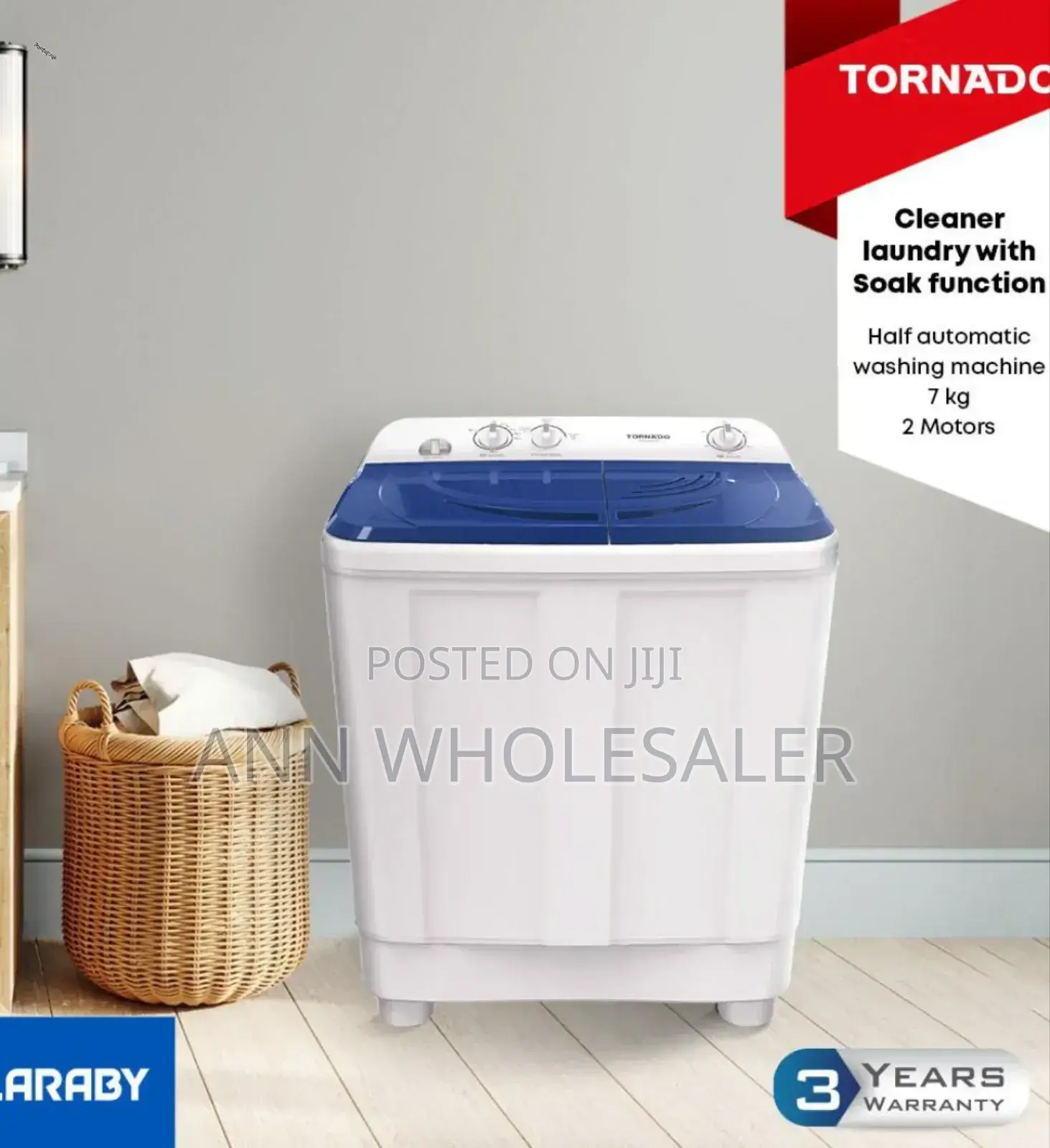 2 Motors Tornado 7kg Washing Machine T/5