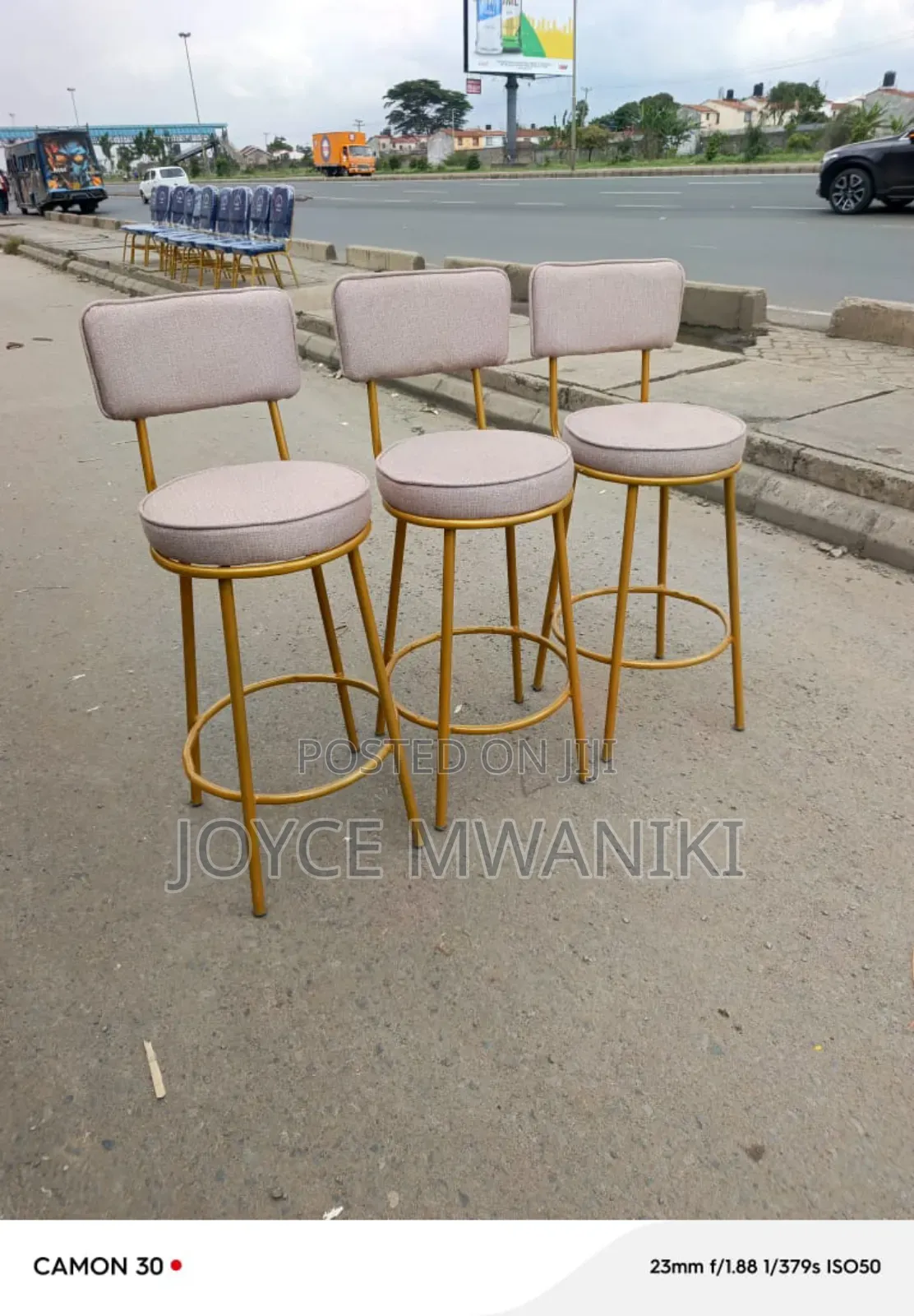 Kitchen Stools or Counter Stools, Baige and Gold 