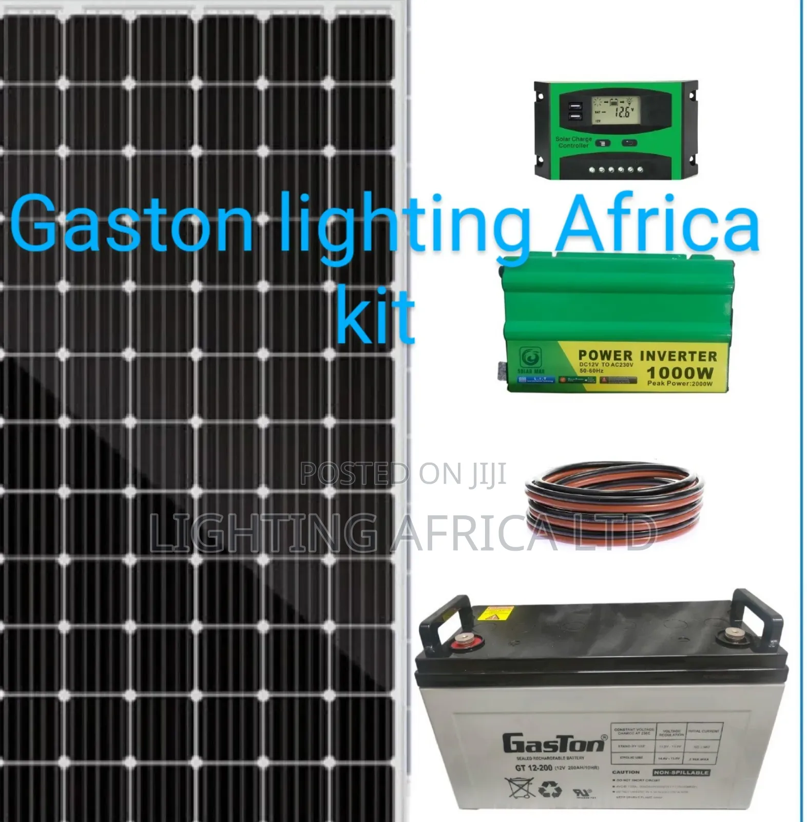450w Solar + 200ah Battery + 40a Controller+1000w Inverter - 20m Cable