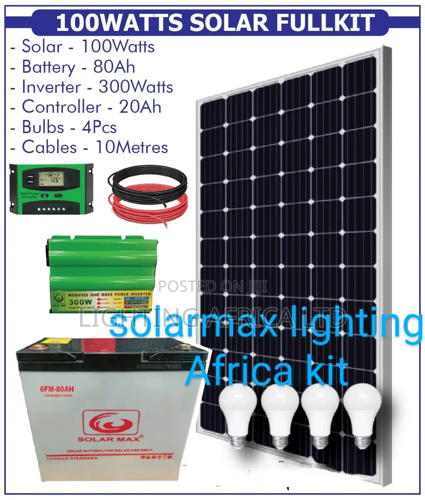 Holiday 100w Home Solar Kit Complete With 4 Free Solar Bulbs