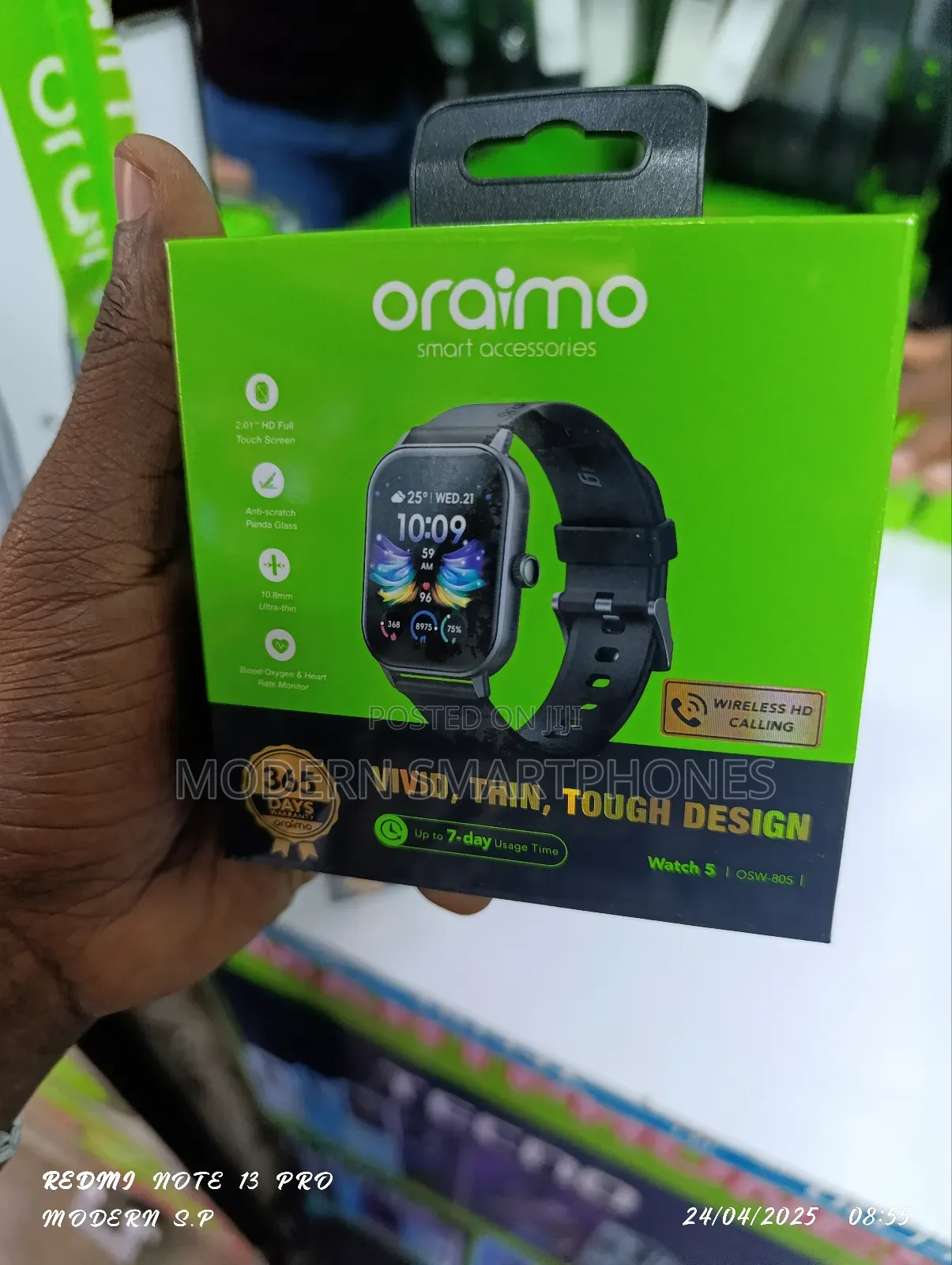 Oraimo Watch 5 2.01" Hd Panda Glass 1atm Smart Watch.